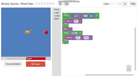 Blockly Games Pond Tutor Level 9