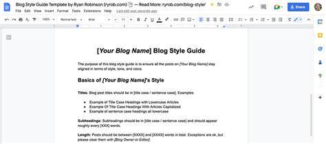 Blog Style Guide Template