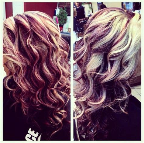 blonde and maroon highlights