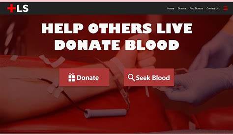 Blood Donation Concept. Landing Page Template for Blood Bank or