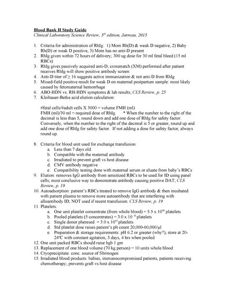 blood bank study guide