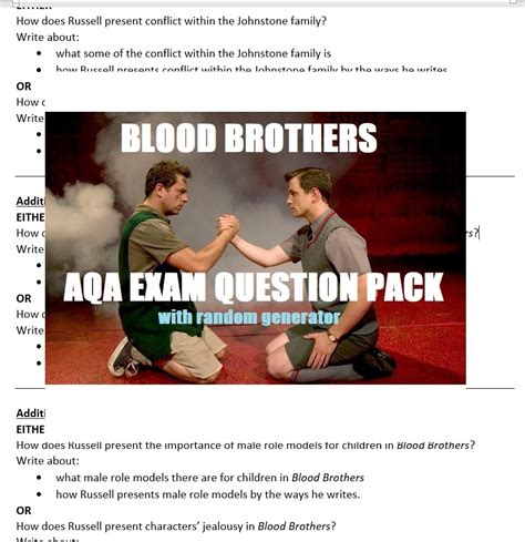 blood brothers gcse exam questions