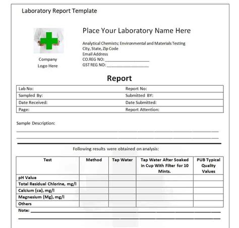 blood test report format in excel