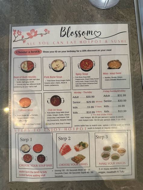 blossom hotpot menu