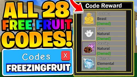 blox fruit codes for fruit