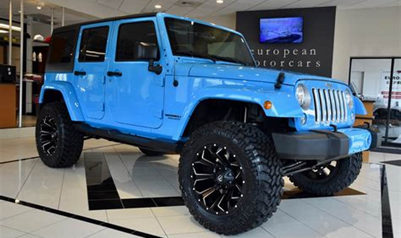 blue 4 door jeep wrangler for sale
