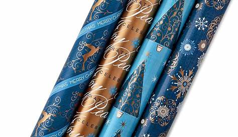 Golden snowflakes on midnight blue - Christmas | Xmas wrapping paper