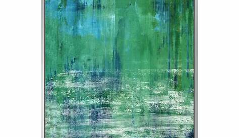 Painting for sale - canvas print of big contemporary green blue teal