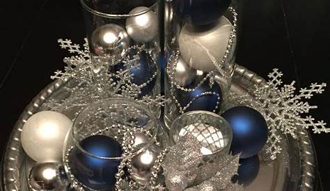 Blue And Silver Christmas Table Centerpieces