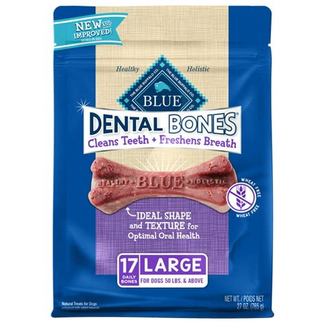 Blue Buffalo Dental Bones Natural Adult Chew Dog Treat Large 36 Oz for