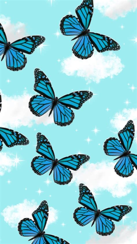 Teenage Vsco Teenage Aesthetic Blue Butterfly Wallpaper Download Free Mockup