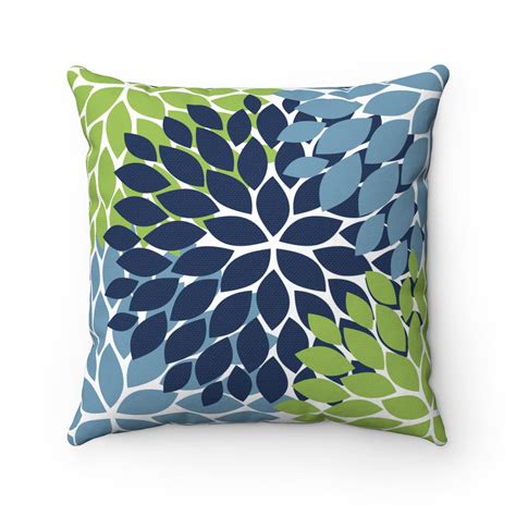 This Blue Couch Green Pillows For Small Space