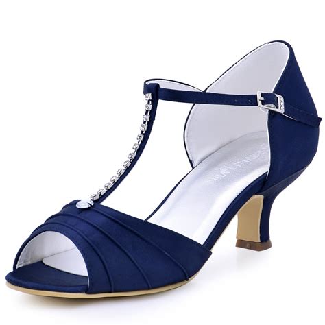 Navy Blue Wedding Shoes Crystal and Pearl Cascade Design Navy Blue