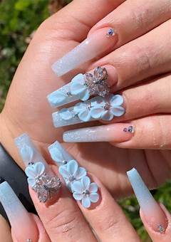 Blue Flower Acrylic Nails: A Trendy Nail Art For 2023