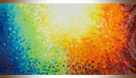 Abstract Painting Yellow Green Blue Acrylic Painting Wall Art
