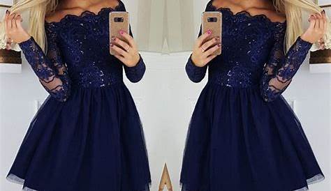 Blue Homecoming Dresses With Sleeves 2016 New Sweet 16 Light Goegeous Appliques