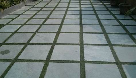 Pavestone Kota Blue limestone, natural stone pavement. Blue / gray