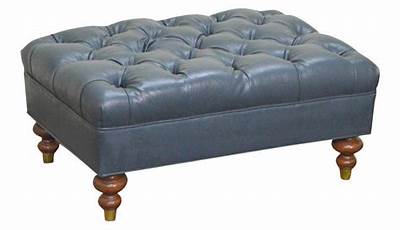 Blue Leather Ottoman Coffee Table