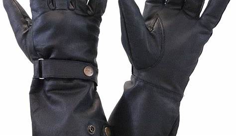 Men's Thermal Lined Leather Gauntlet Gloves w Snap Wrist & Cuff Biker