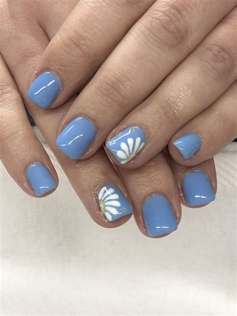 Blue daisy Nails, My nails, Nail art