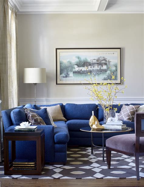 How to Choose the Right Area Rug Navy sofa living room, Blue couch