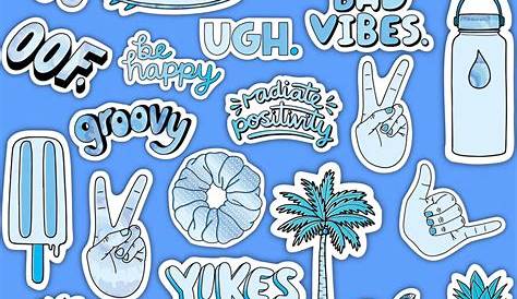 Blue Sticker Aesthetic 10 Pack s Theme / Perfect For Cute