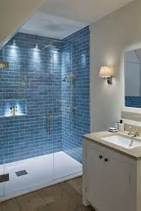 interior bathroom subway light blue ceramic glass tile combined chromed