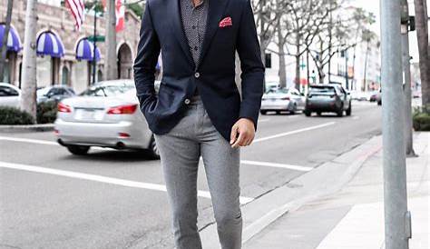 Grey and Navy Blue Blazer Outfit Men, Sport Coat Outfit, Blazer Outfits