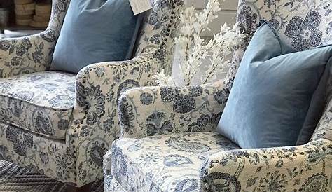Blue Wingback Chair Living Room Brampton Sky Cotton Tufted Lady's Wing Wing