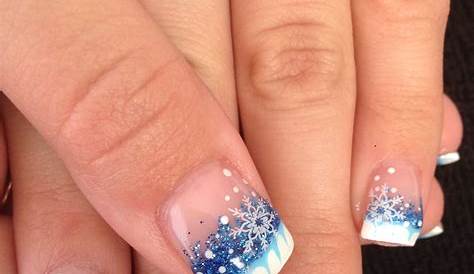 Blue Winter Gel Nails
