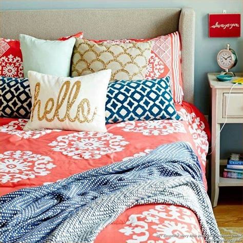 blue and coral bedroom