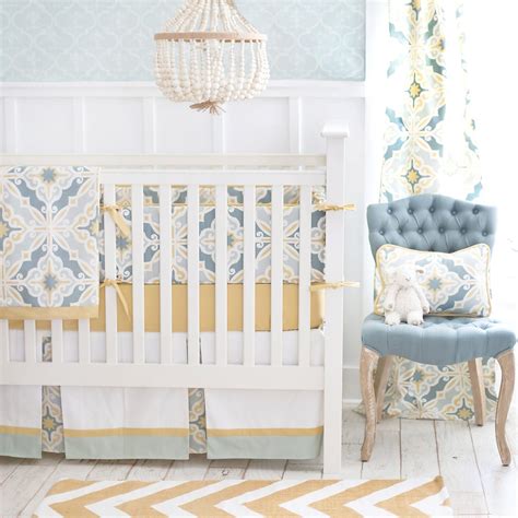 blue and gold crib bedding