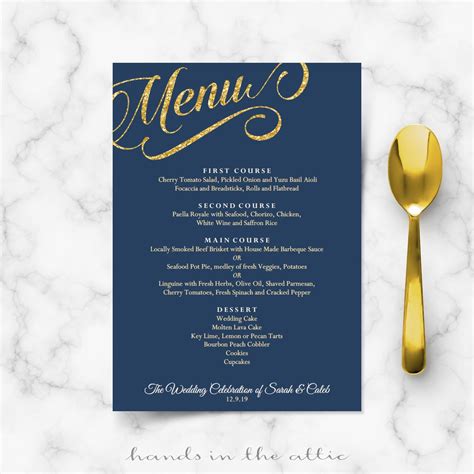 blue and gold menu