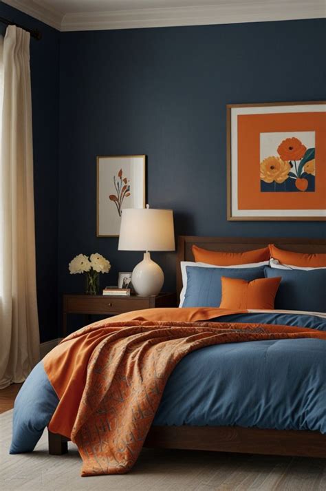 Blue And Orange Bedroom Design