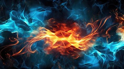 blue and orange flames wallpaper