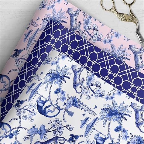 blue and white chinoiserie wrapping paper