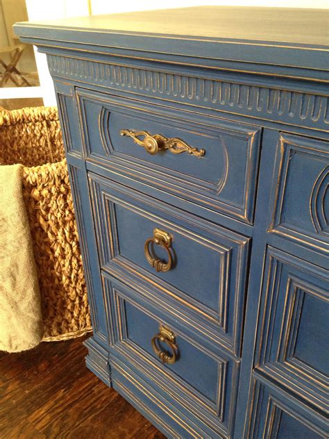 blue and white distressed furniture