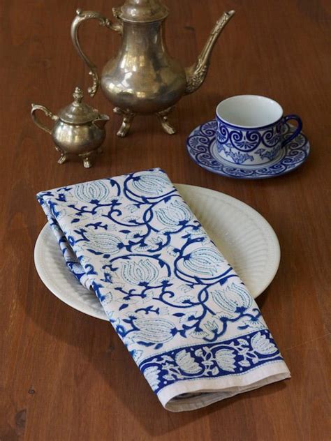 blue and white paper dinner napkins