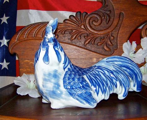 blue and white porcelain rooster