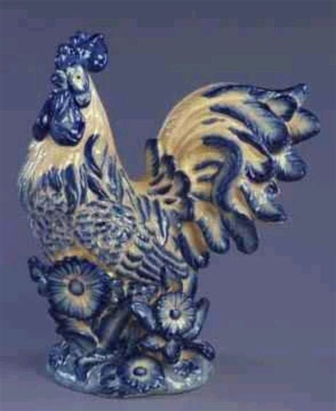blue and white rooster