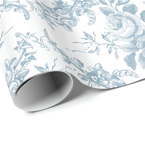 blue and white toile wrapping paper