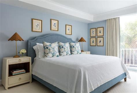 Blue bedroom with blue and cream