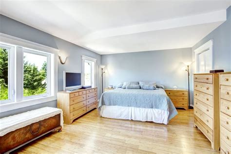 Blue Bedroom With White Trim