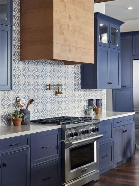 Blue Cabinet Backsplash