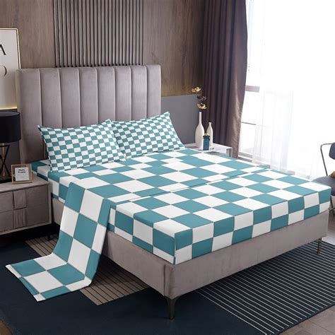 Blue Checkered Bed Sheets
