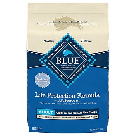 blue colored dog food bag