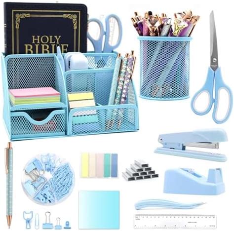 Blue Desk Accessories Set