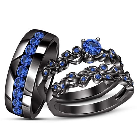 home.furnitureanddecorny.com:blue diamond black gold engagement rings
