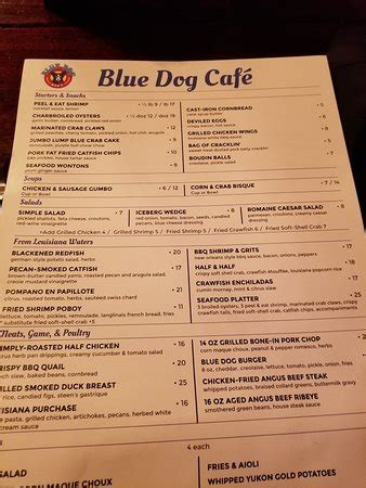 blue dog restaurant menu