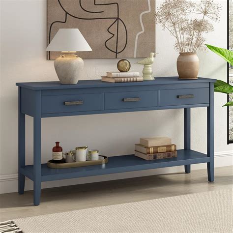 Blue Entryway Table With Storage